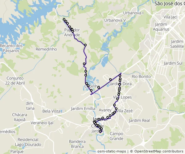 Mapa do itinerário da linha