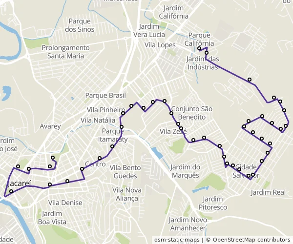 Mapa do itinerário da linha