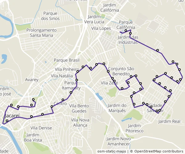Mapa do itinerário da linha