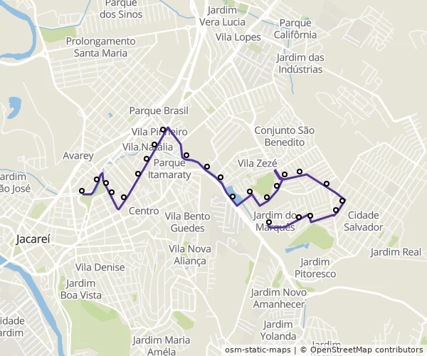 Mapa do itinerário da linha