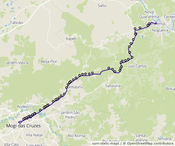 Mapa do itinerário da linha
