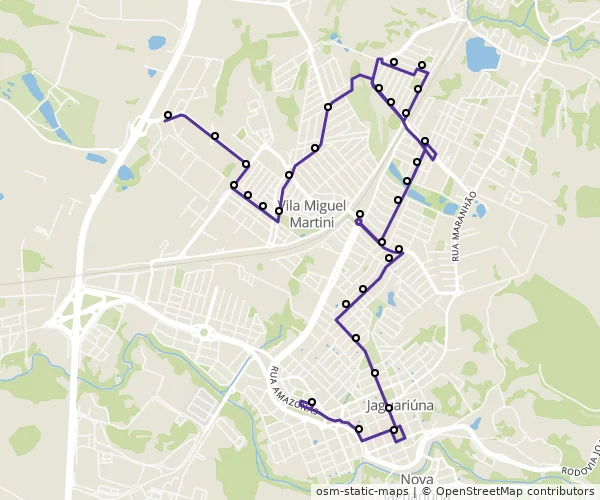 Mapa do itinerário da linha