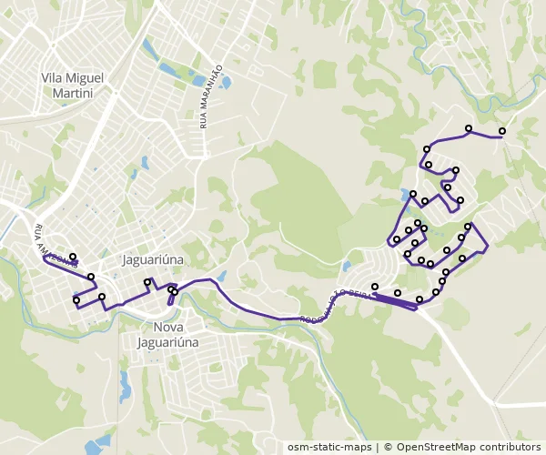 Mapa do itinerário da linha