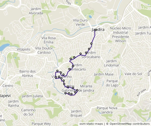 Mapa do itinerário da linha
