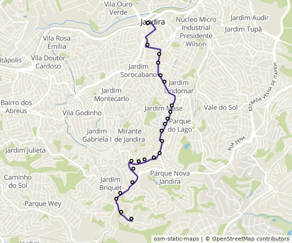 Mapa do itinerário da linha
