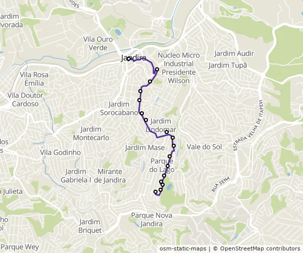 Mapa do itinerário da linha
