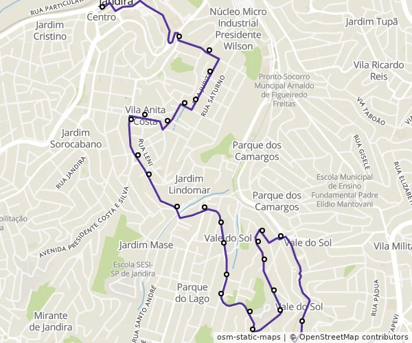 Mapa do itinerário da linha