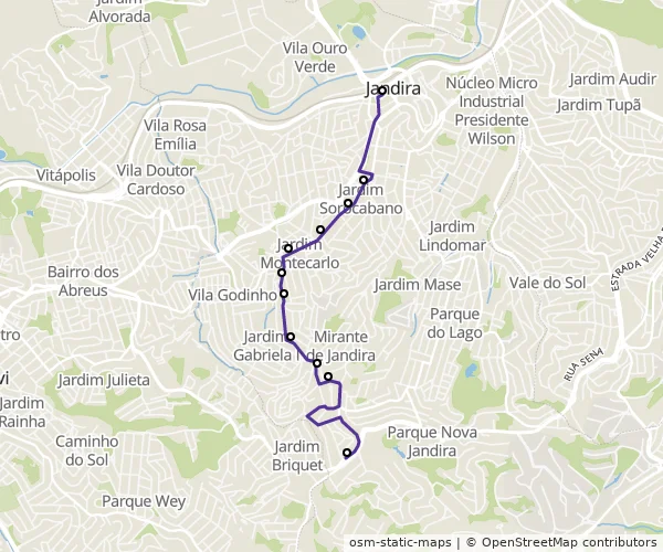 Mapa do itinerário da linha