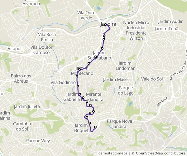 Mapa do itinerário da linha