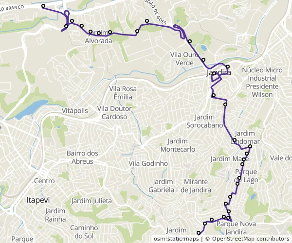 Mapa do itinerário da linha
