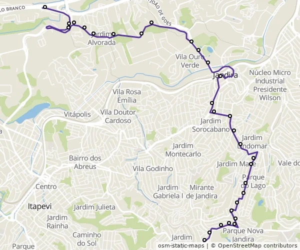 Mapa do itinerário da linha