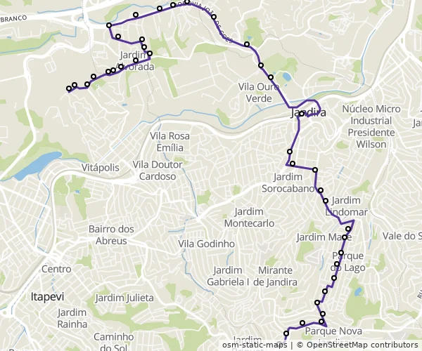 Mapa do itinerário da linha