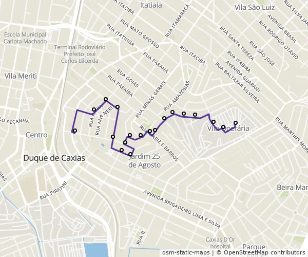 Mapa do itinerário da linha