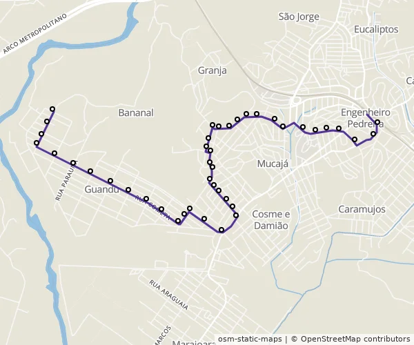 Mapa do itinerário da linha