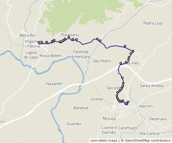 Mapa do itinerário da linha