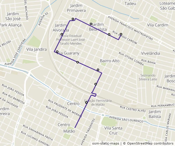 Mapa do itinerário da linha