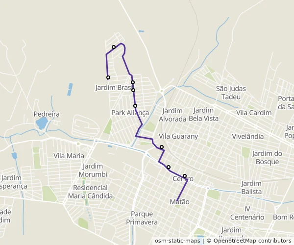 Mapa do itinerário da linha