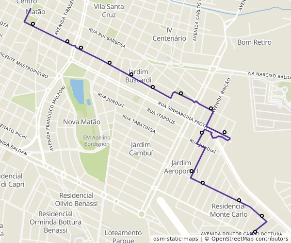 Mapa do itinerário da linha
