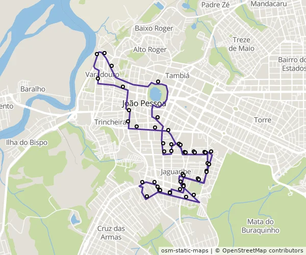 Mapa do itinerário da linha