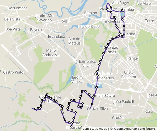 Mapa do itinerário da linha