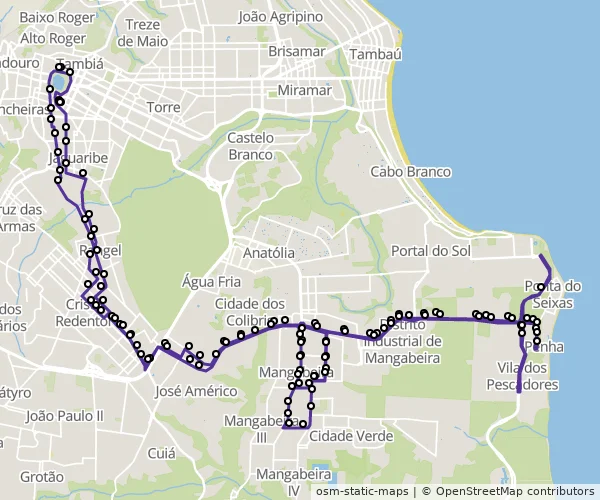 Mapa do itinerário da linha