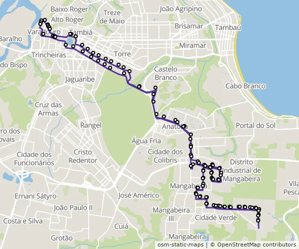 Mapa do itinerário da linha