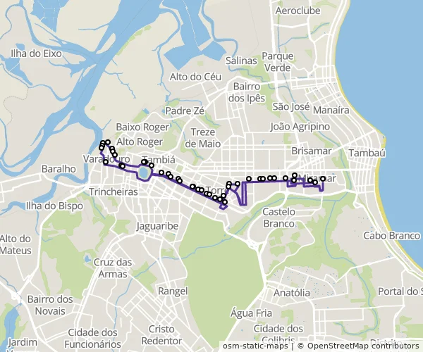 Mapa do itinerário da linha