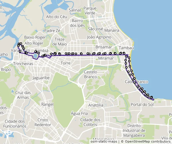 Mapa do itinerário da linha