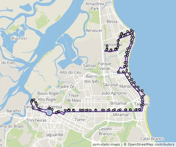 Mapa do itinerário da linha