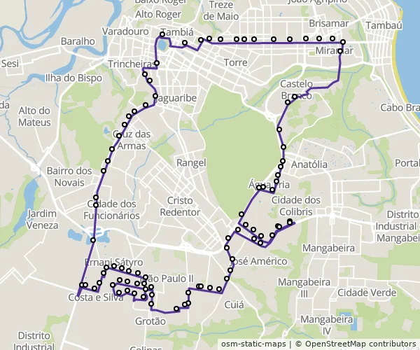 Mapa do itinerário da linha