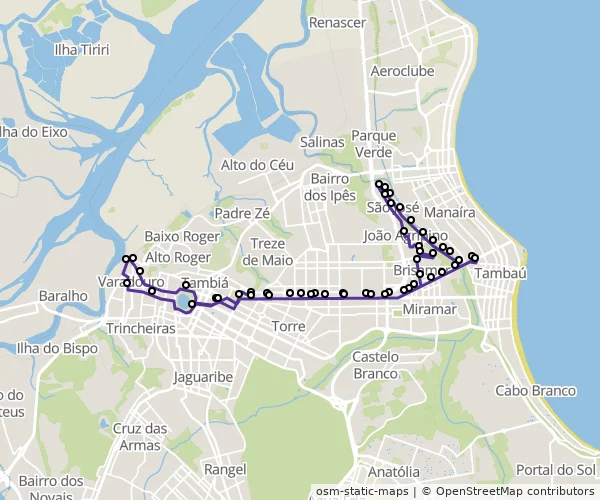 Mapa do itinerário da linha