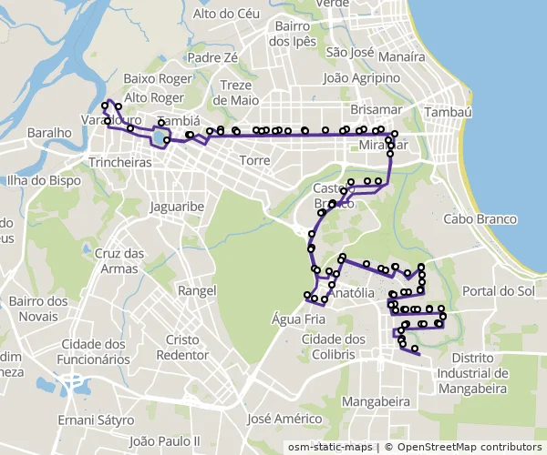 Mapa do itinerário da linha