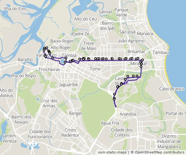 Mapa do itinerário da linha