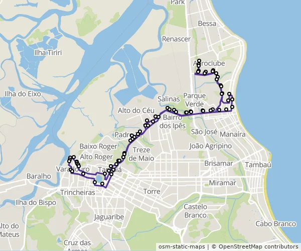 Mapa do itinerário da linha