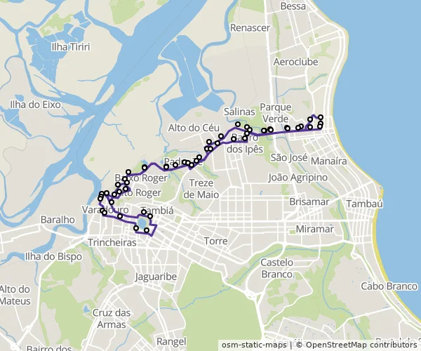 Mapa do itinerário da linha