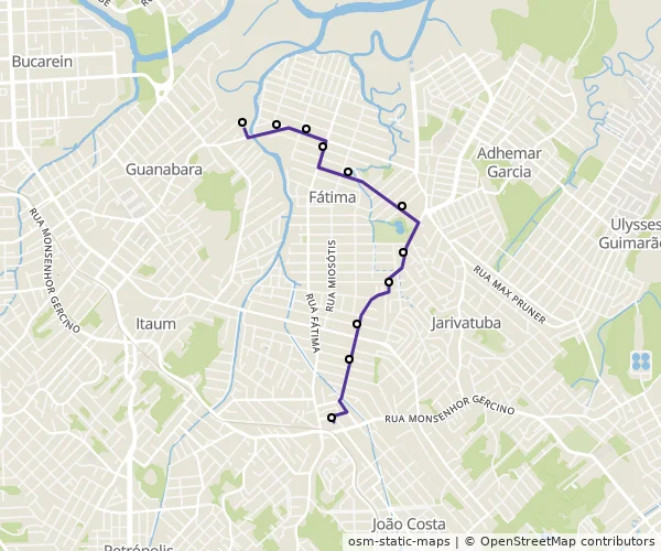 Mapa do itinerário da linha