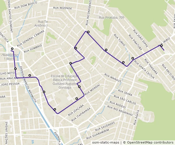 Mapa do itinerário da linha