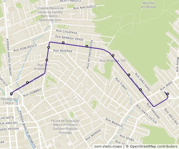Mapa do itinerário da linha