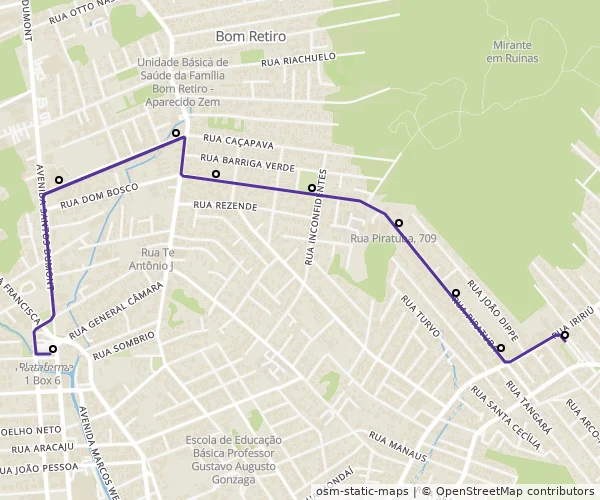 Mapa do itinerário da linha