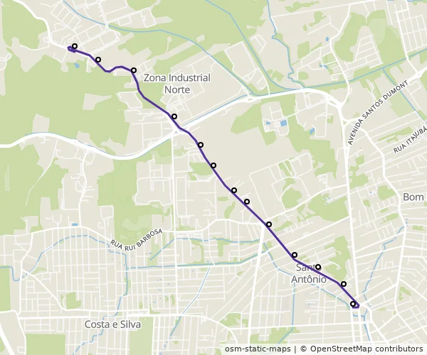 Mapa do itinerário da linha