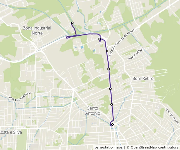 Mapa do itinerário da linha
