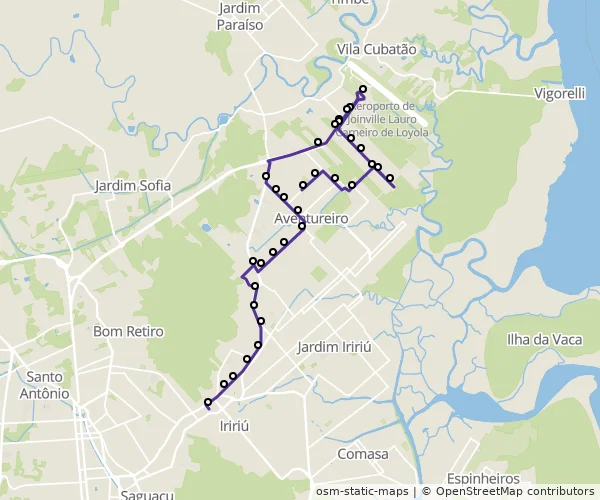 Mapa do itinerário da linha