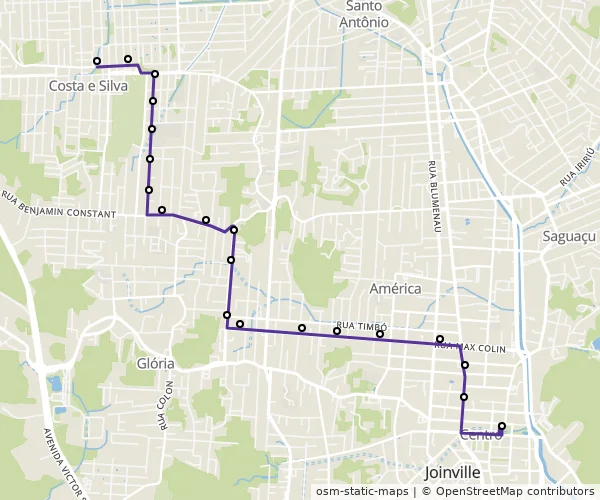 Mapa do itinerário da linha