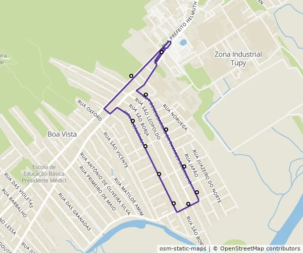 Mapa do itinerário da linha