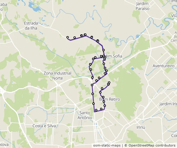 Mapa do itinerário da linha
