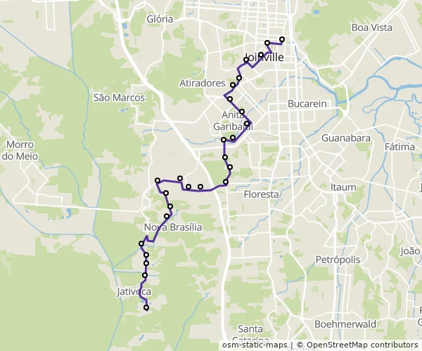 Mapa do itinerário da linha