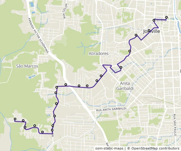Mapa do itinerário da linha