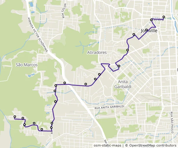 Mapa do itinerário da linha