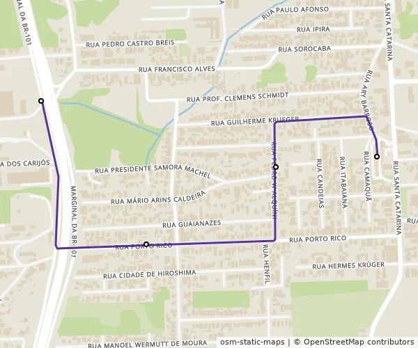 Mapa do itinerário da linha
