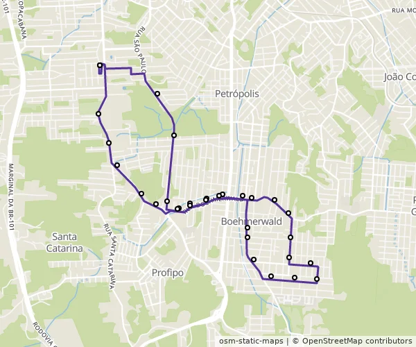 Mapa do itinerário da linha